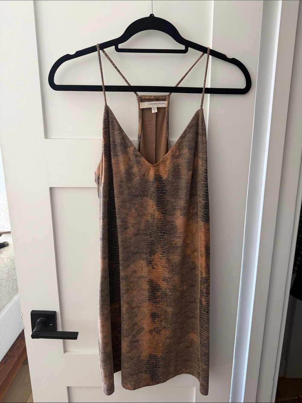 Lavender Brown Brown Snake-Print Mini Slip Dress
